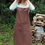 long brown linen pinafore apron